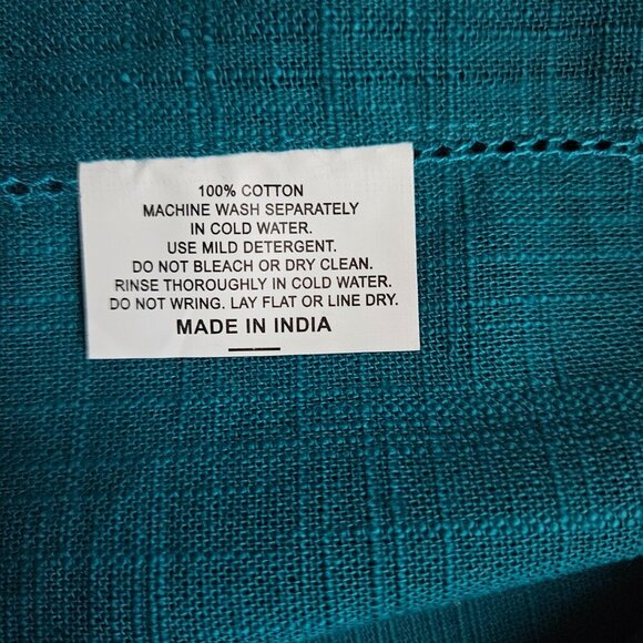 Teal Cotton Hemstitch Napkins - Set of 6 - Picture 5 of 5